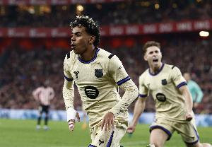 本赛季进球和助攻数均上双，亚马尔是五大联赛第三位做到的球员