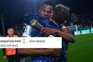 夺冠在即！佩里西奇在国米社媒发沙漏表情，赞邓弗里斯：真是野兽