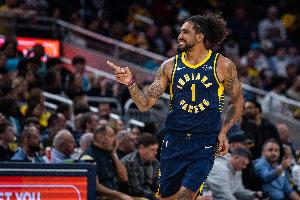 就各种扔三分吧!步行者全队外线54投23中 命中率达到42.6%