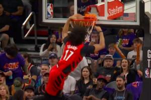 这球真的帅！阿夫迪亚送空接 谢顿·夏普起飞送上炸裂滑翔砸扣